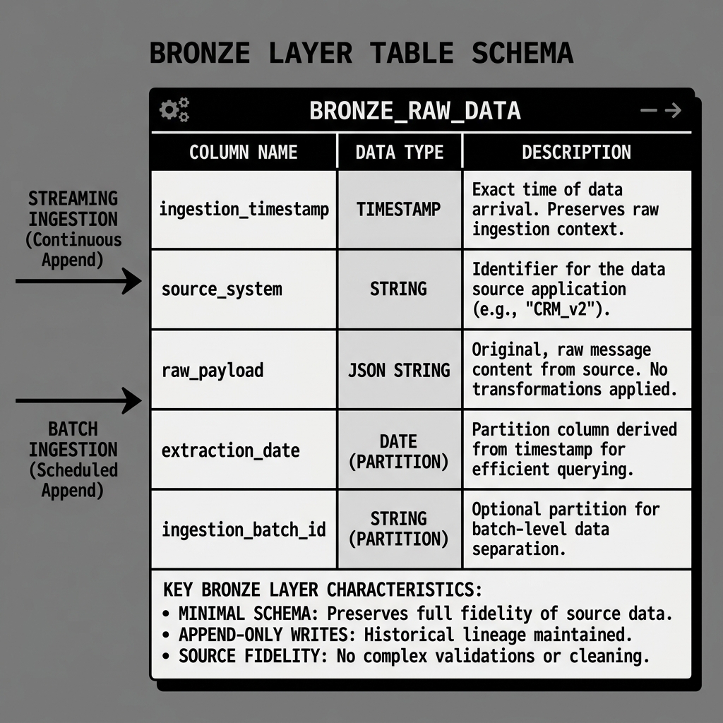 Bronze Layer Table Schema