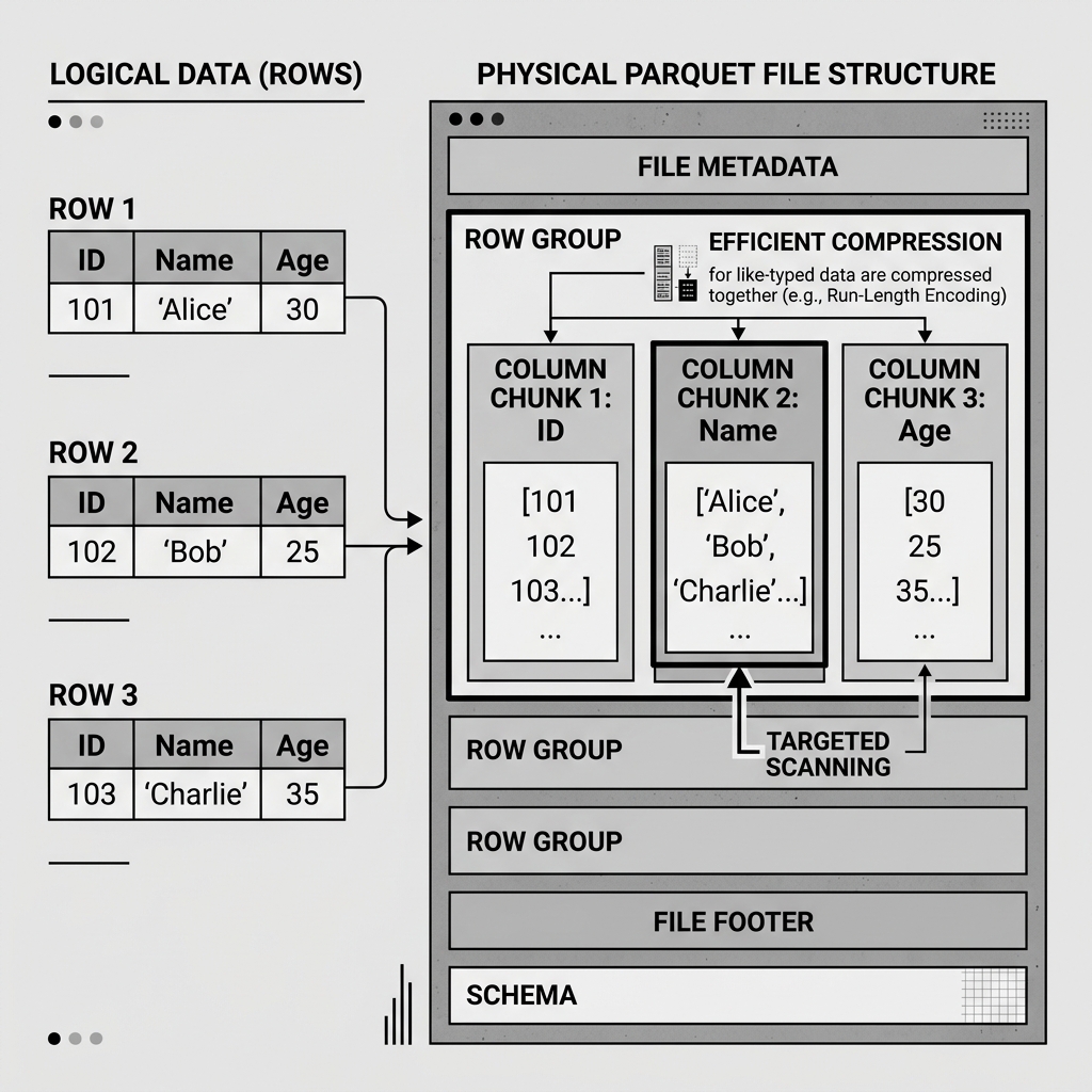 Physical Structure of a Parquet Columnar Data File
