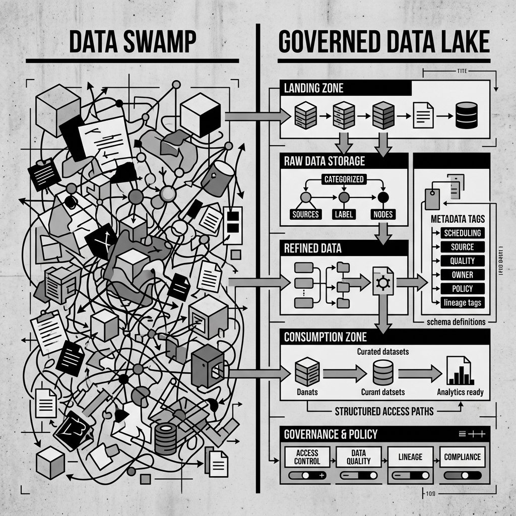 Data Swamp vs Governed Data Lake