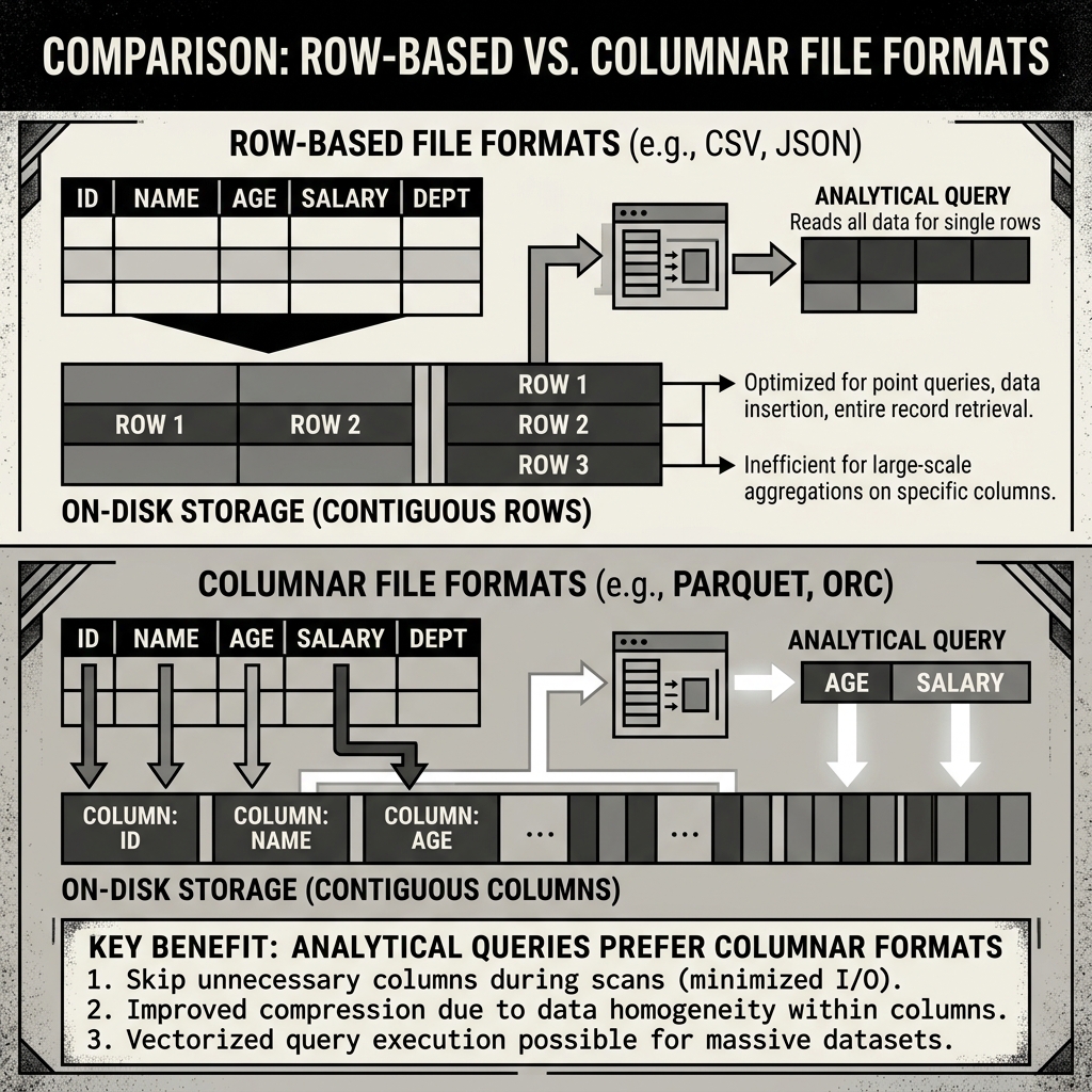Comparison of Row-Based and Columnar File Formats