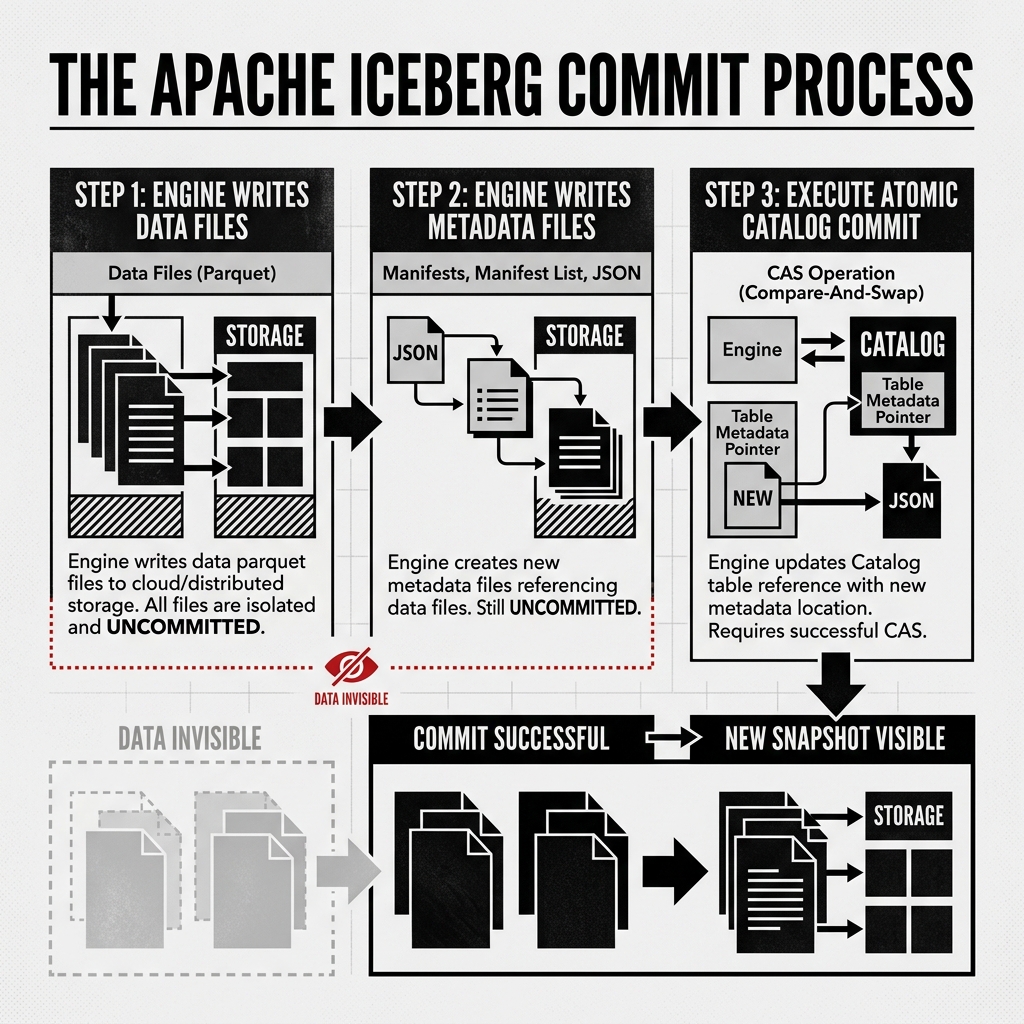 The Three Steps of an Apache Iceberg Commit