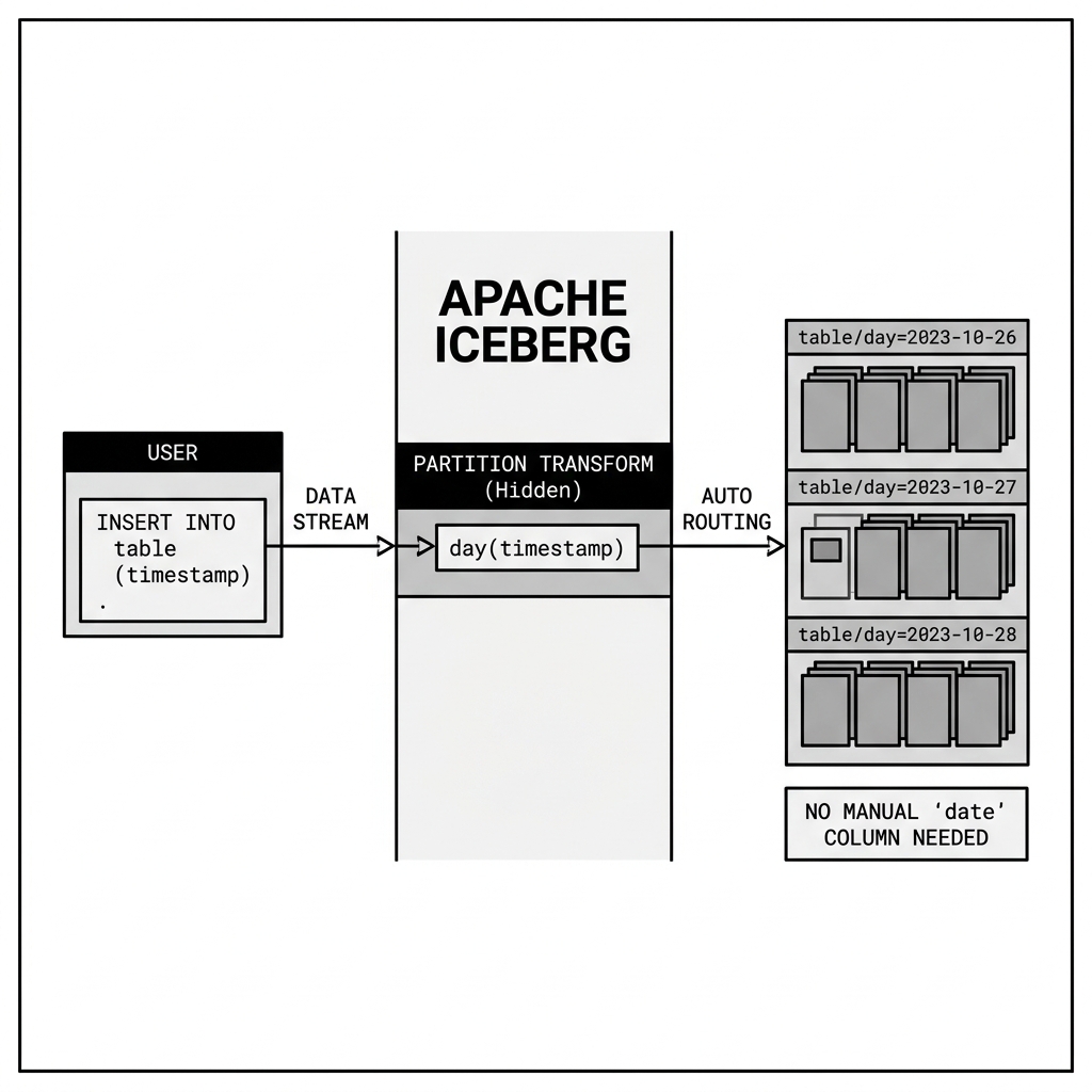Iceberg Hidden Partitioning automatically routing data
