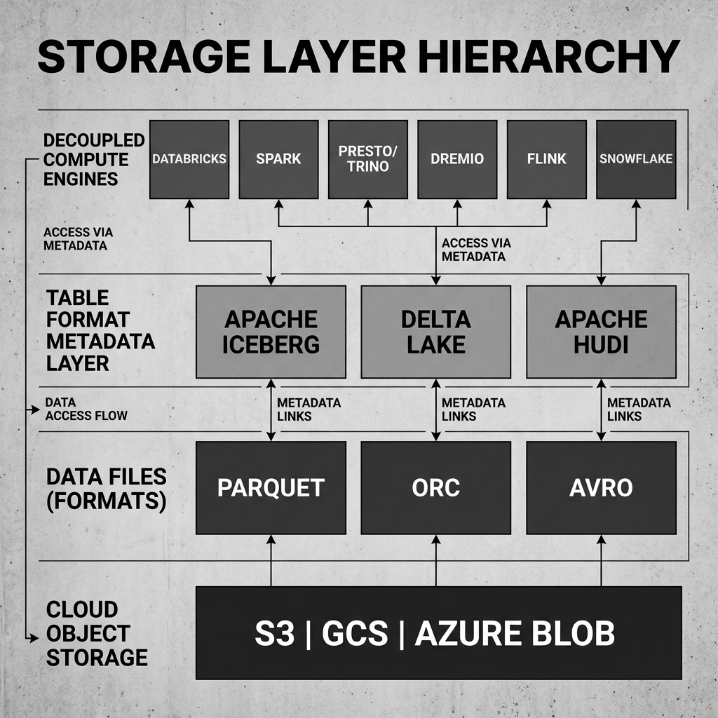 Storage Layer Hierarchy in a Data Lakehouse