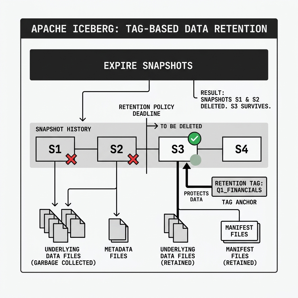 Tags protecting historical snapshots from the Expire Snapshots garbage collection process